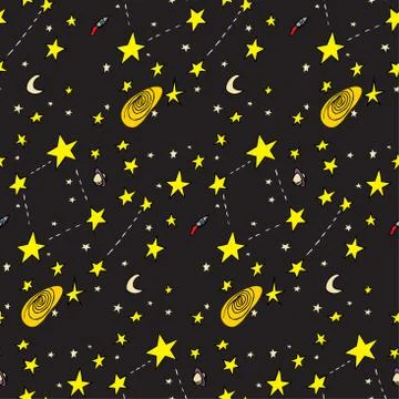 Seamless Space Pattern イラスト素材