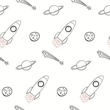 Seamless space pattern Stock Illustration