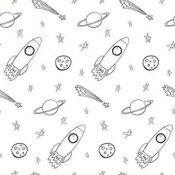 Seamless space pattern Stock Illustration