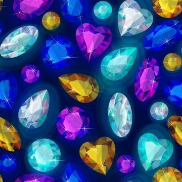 Seamless sparkling gems Stock Illustration