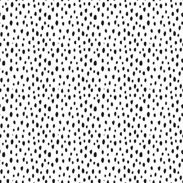 Seamless speckled pattern with black hand drawn dots on white background. Polka 스톡 일러스트