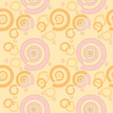 Seamless spiral pattern beige yellow orange pink Stock Illustration