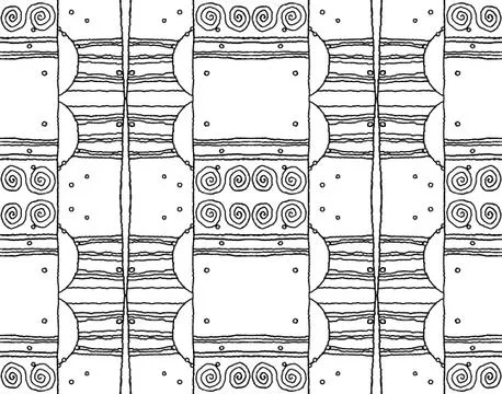 Seamless spiral pattern black white drawing Stock Illustration