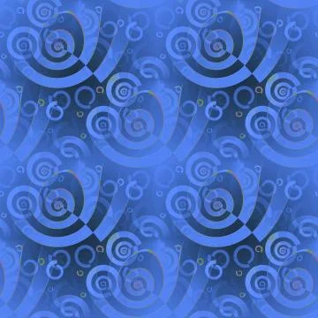 Seamless spiral pattern blue shades overlaying Stock Illustration