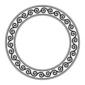 Seamless spiral pattern, circle frame and a decorative border Stock Illustration
