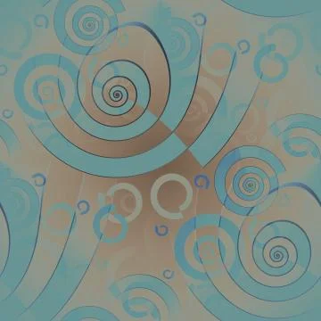 Seamless spiral pattern turquoise blue beige brown Stock Illustration