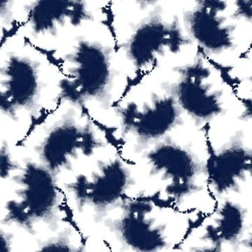 Seamless splash tie dye indigo pattern background. Stock Illustration