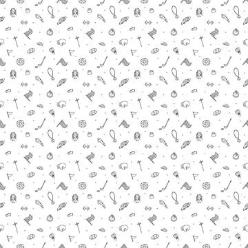 Seamless sport pattern. Doodle vector with sport icons. Vintage sport background Stock Illustration