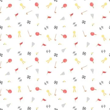 Seamless sport pattern. Doodle vector with sport icons. Vintage sport background Stock Illustration