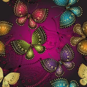 Seamless spring dark purple pattern Stock Illustration