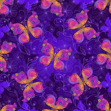 Seamless spring dark violet pattern Stock Illustration