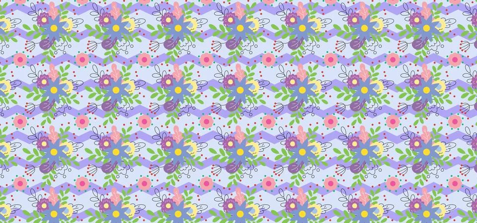 Seamless Spring Floral Pattern Background イラスト素材