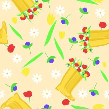 Seamless spring flower patter Stock Illustration