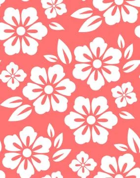 Seamless spring flower pattern on red background 스톡 일러스트