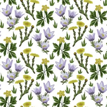 Seamless spring flowers Stock Illustration