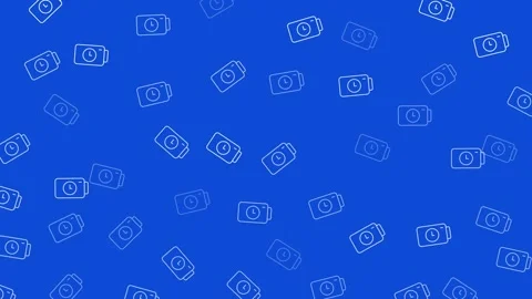 Seamless Spring Pattern with Flower Bouquet and Bell Icons on Blue Background Stock Footage 345539063