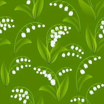 Seamless spring pattern with lilies of the valley Stock Illustration