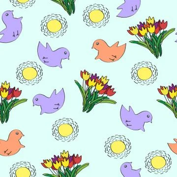 Seamless spring pattern.  Vector illustration. Stock Illustration