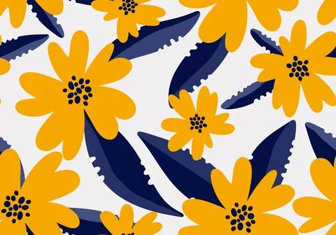 Seamless spring pattern with yellow flowers on white background for wallpaper an Stock Illustration