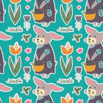 Seamless spring vector pattern. 스톡 일러스트