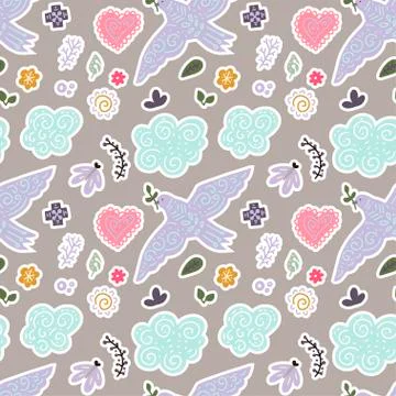 Seamless spring vector pattern. Stock Illustration