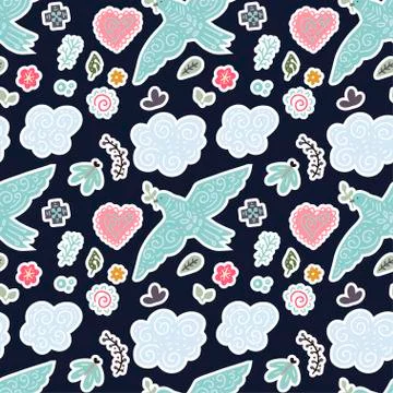 Seamless spring vector pattern. Stock Illustration