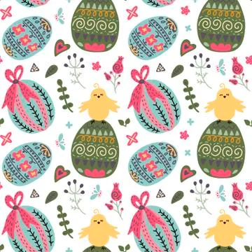 Seamless spring vector pattern. Stock Illustration