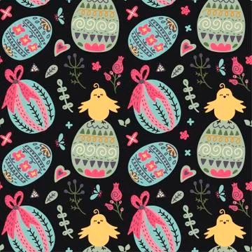 Seamless spring vector pattern. Stock Illustration