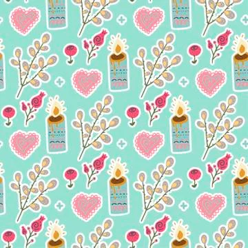 Seamless spring vector pattern. Illustrazione stock