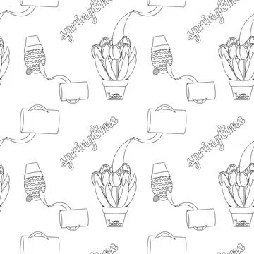 Seamless Springtime Pattern with Easter Elements 스톡 일러스트