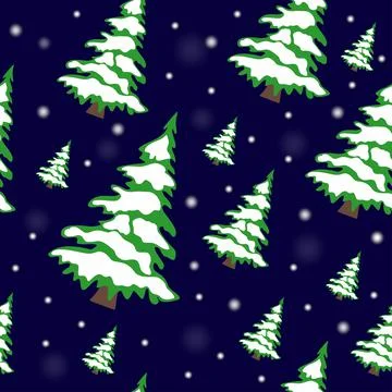 Seamless spruce in the snow Stock Illustration