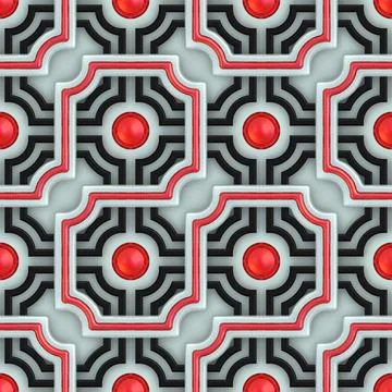 Seamless square, curve and sphere background Stock Illustration