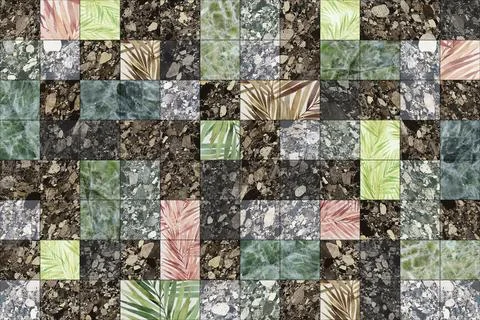 Seamless square, paisley, border, frame, geometric patchwork print pattern Stock Photos