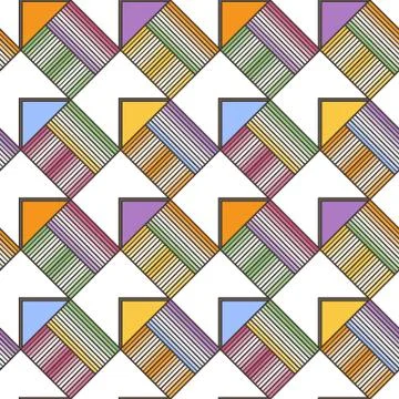 Seamless square pattern. Abstract stripes endless background イラスト素材