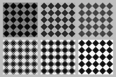 Seamless square pattern background set - abstract vector designs Ilustración de archivo