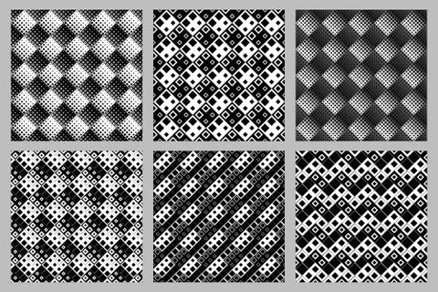 Seamless square pattern background set Illustrazione stock