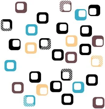 Seamless square pattern in black, orange, brown and blue Stock Illustration