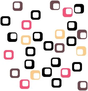 Seamless square pattern in black, orange, brown and pink Stock Illustration