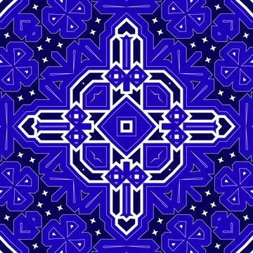 Seamless square pattern blue and white. Frost texture pattern. Merry Christ.. Stock Illustration