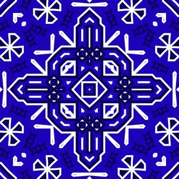 Seamless square pattern blue and white. Frost texture pattern. Merry Christ.. Stock Illustration