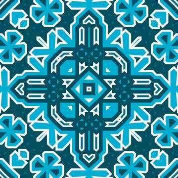 Seamless square pattern blue and white. Frost texture pattern. Merry Christ.. Stock Illustration