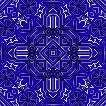Seamless square pattern blue and white. Frost texture pattern. Merry Christ.. Stock Illustration