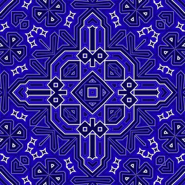 Seamless square pattern blue and white. Frost texture pattern. Merry Christ.. Illustrazione stock