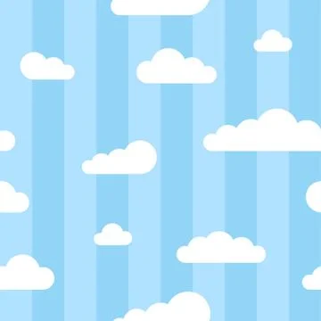 Seamless square pattern with clouds and lines Stock Illustration