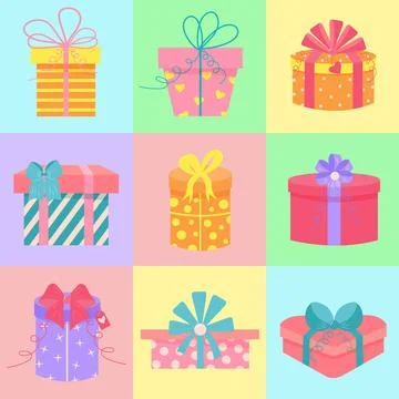 Seamless square pattern with gift presents. Geometric checkered print for w.. Illustrazione stock