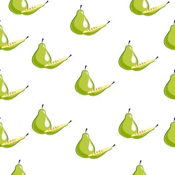 Seamless square pattern of Green Pear with Slice Piece Healthy fruit design I 스톡 일러스트
