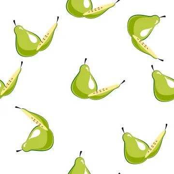 Seamless square pattern of Green Pear with Slice Piece Healthy fruit design I 스톡 일러스트