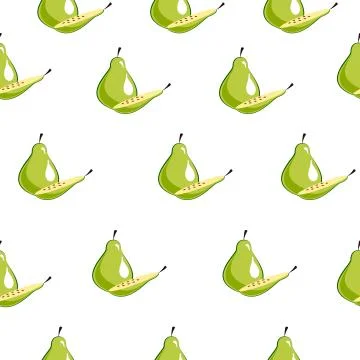 Seamless square pattern of Green Pear with Slice Piece Healthy f Stock Illustration
