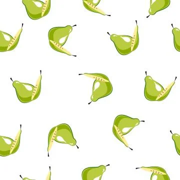 Seamless square pattern of Green Pear with Slice Piece Healthy f Stock-Illustration