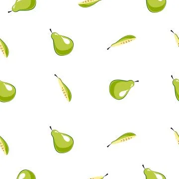 Seamless square pattern of Green Pear with Slice Piece Healthy f 스톡 일러스트